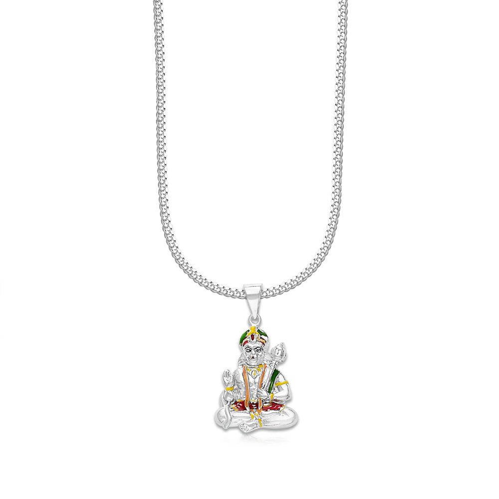 Taraash Sterling Silver Hanuman Pendant With Chain For Men COMBO PDCH 148 - Taraash