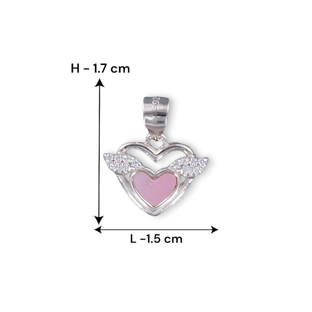 Taraash Sterling Silver Heart Angles Wing CZ Pendant for Women - Taraash
