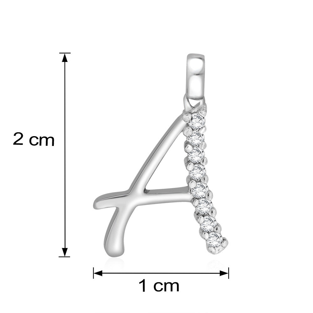 Taraash Sterling Silver Initial "A" Cz Pendant With Chain For Unisex COMBO PDCH 126 - Taraash