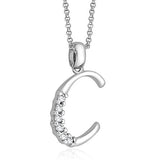 Taraash Sterling Silver Initial "C" CZ Pendant For Men /Women CBPD028I-03 - Taraash