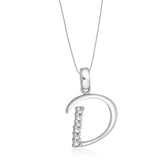 Taraash Sterling Silver Initial "D" Cz Pendant With Chain For Unisex COMBO PDCH 129 - Taraash