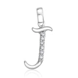 Taraash Sterling Silver Initial "J" Cz Pendant With Chain For Unisex COMBO PDCH 130 - Taraash