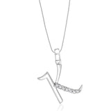 Taraash Sterling Silver Initial "K" Cz Pendant With Chain For Unisex COMBO PDCH 131 - Taraash