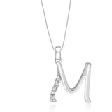 Taraash Sterling Silver Initial "M" Cz Pendant With Chain For Unisex COMBO PDCH 132 - Taraash
