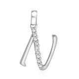 Taraash Sterling Silver Initial "N" Cz Pendant With Chain For Unisex COMBO PDCH 133 - Taraash