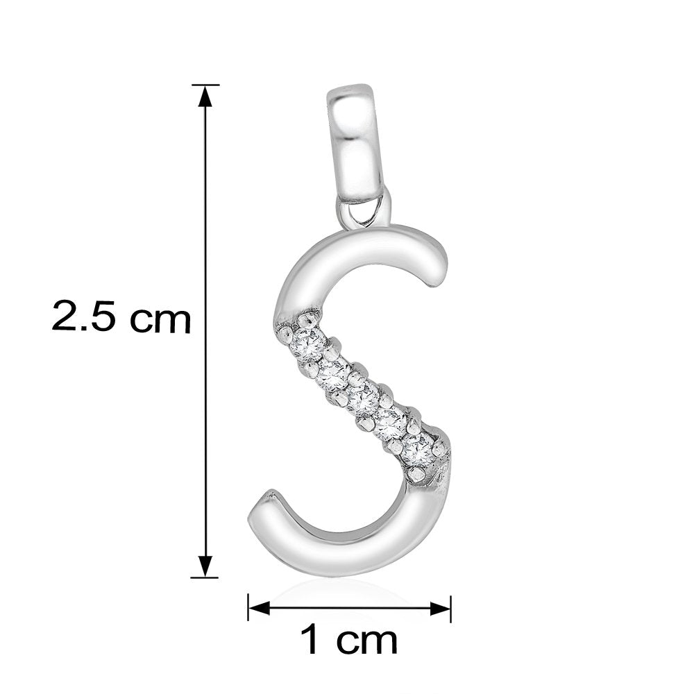 Taraash Sterling Silver Initial "S" CZ Pendant For Men /Women CBPD028I-11 - Taraash