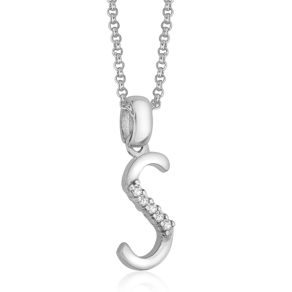Taraash Sterling Silver Initial "S" CZ Pendant For Men /Women CBPD028I-11 - Taraash