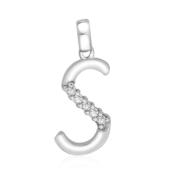 Taraash Sterling Silver Initial "S" CZ Pendant For Men /Women CBPD028I-11 - Taraash