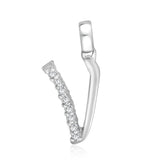 Taraash Sterling Silver Initial "V" Cz Pendant With Chain For Unisex COMBO PDCH 136 - Taraash