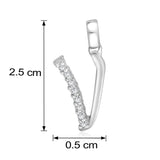 Taraash Sterling Silver Initial "V" Cz Pendant With Chain For Unisex COMBO PDCH 136 - Taraash