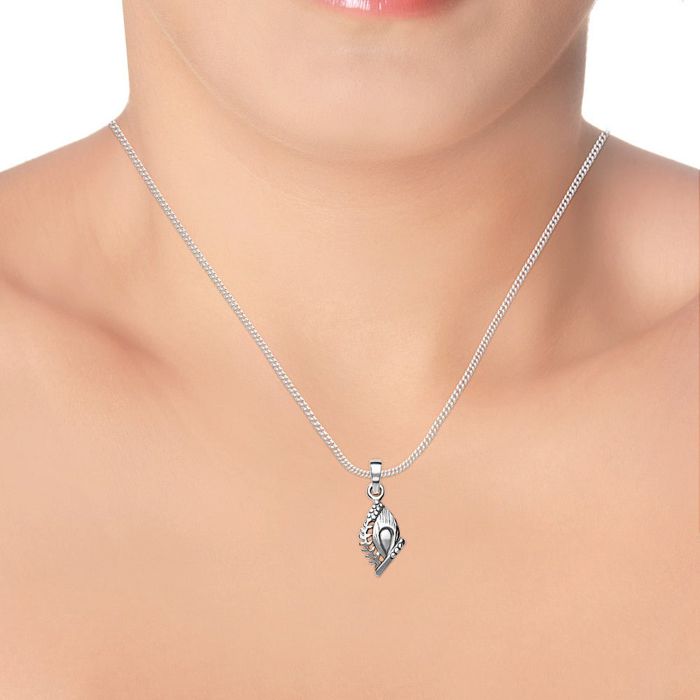 Taraash Sterling Silver Krishna Fether Pendant With Chain For Unisex COMBO PDCH 57 - Taraash