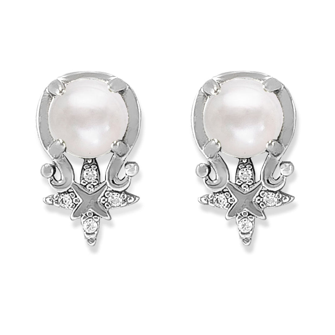 Taraash Sterling Silver Lovely Designer CZ Pearl Earring for Women - Taraash