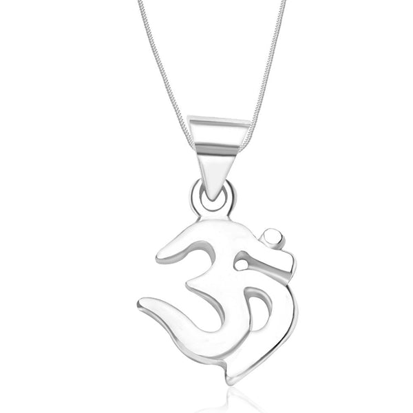 Taraash Sterling Silver Om Pendant With Chain For Unisex COMBO PDCH 61 - Taraash