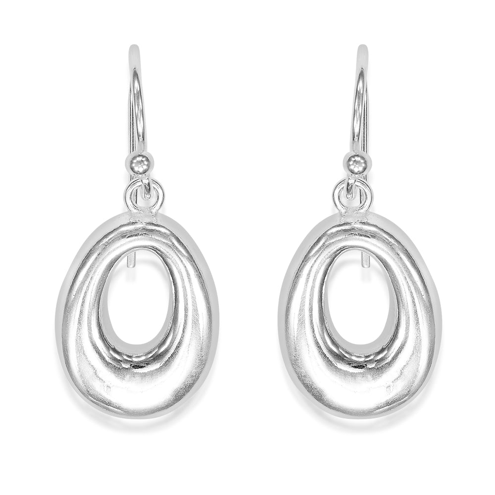 Taraash Sterling Silver Open Oval Shape Hollow Hook Earrings For Women CBER297I - 02 - Taraash