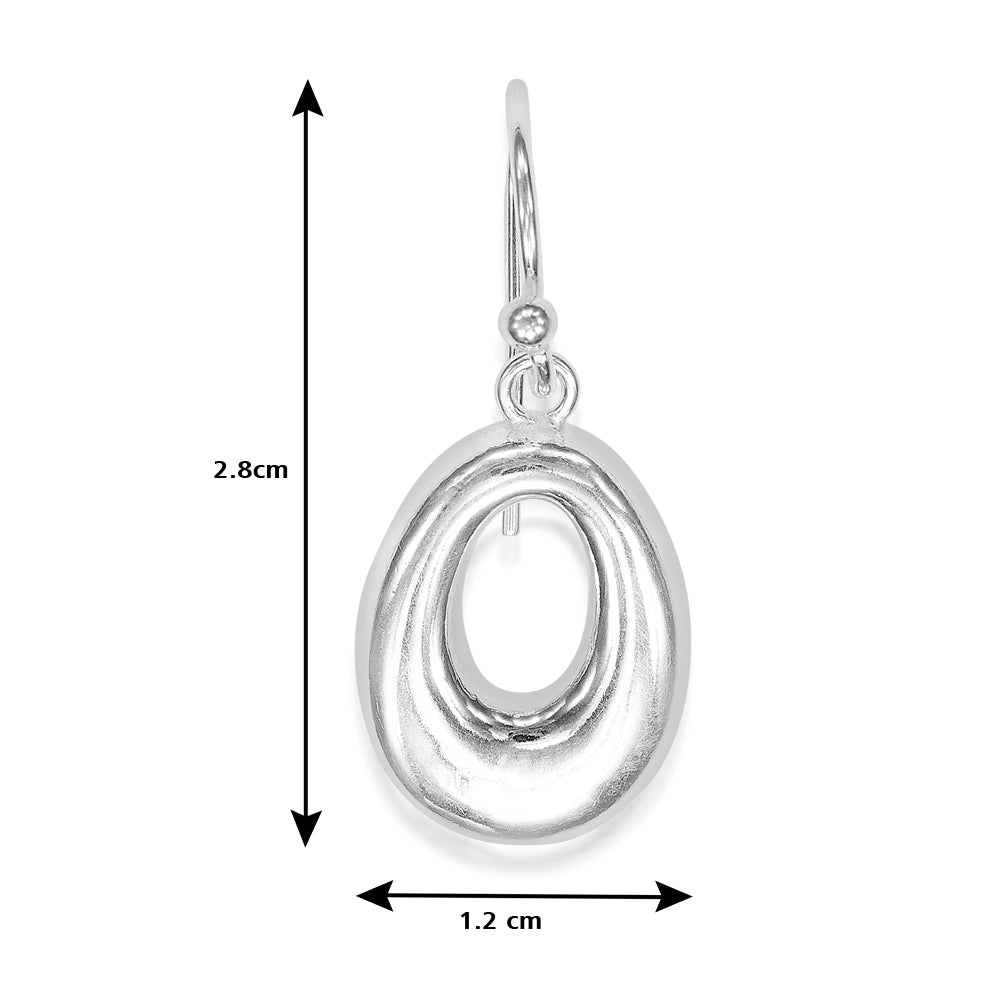Taraash Sterling Silver Open Oval Shape Hollow Hook Earrings For Women CBER297I - 02 - Taraash