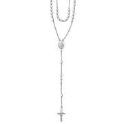 Taraash Sterling Silver Oval Beaded Rosary Neckchain For Unisex NK1374S - Taraash