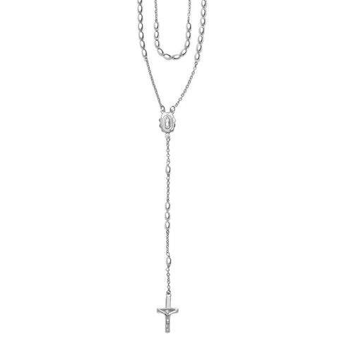 Taraash Sterling Silver Oval Beaded Rosary Neckchain For Unisex NK1374S - Taraash