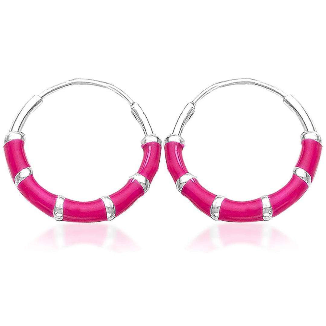 Taraash Sterling Silver Pink Enamel Hoop Earring For Women - Taraash
