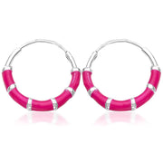 Taraash Sterling Silver Pink Enamel Hoop Earring For Women - Taraash