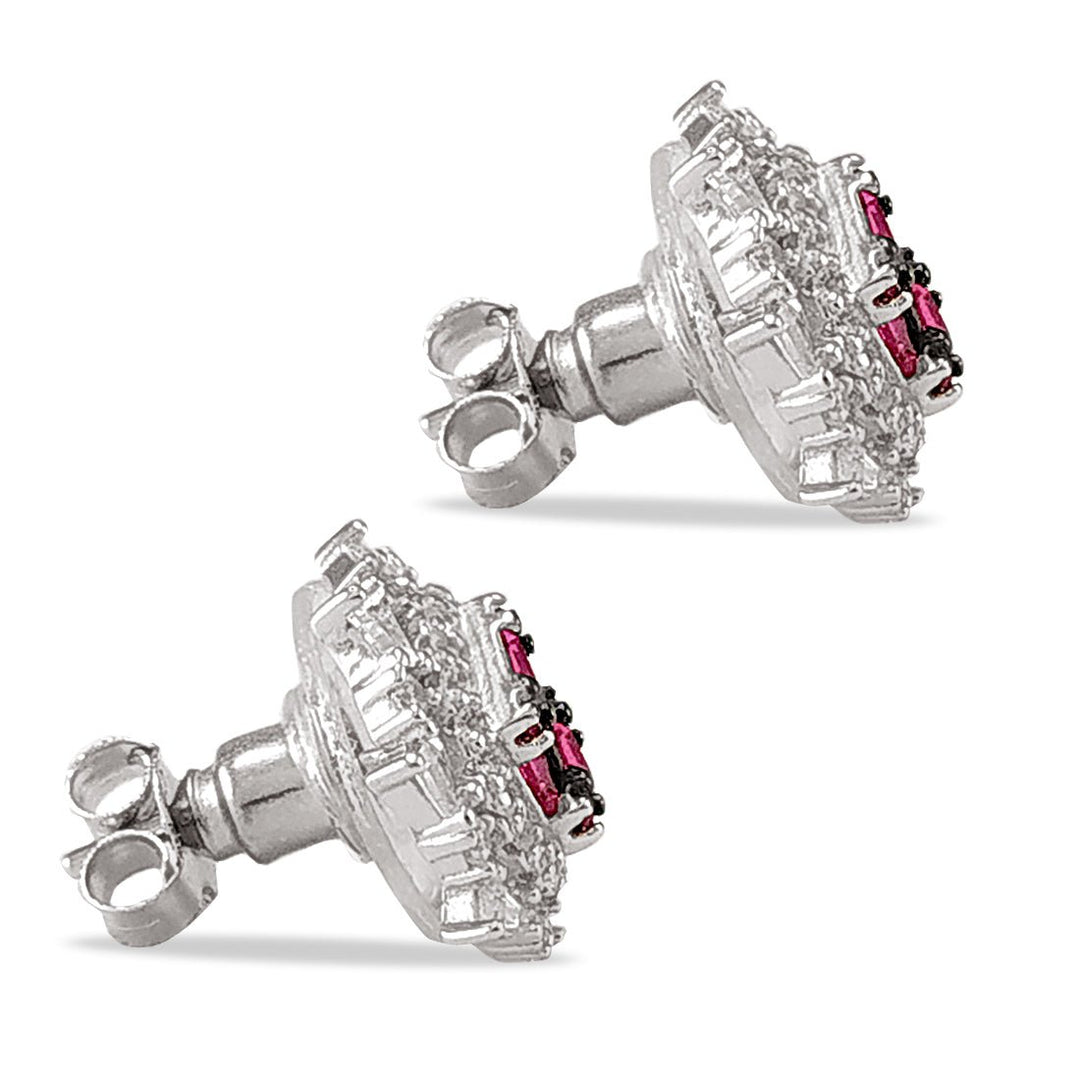 Taraash Sterling Silver Pink White Tapered Cut CZ Round Pendant For Women - Taraash