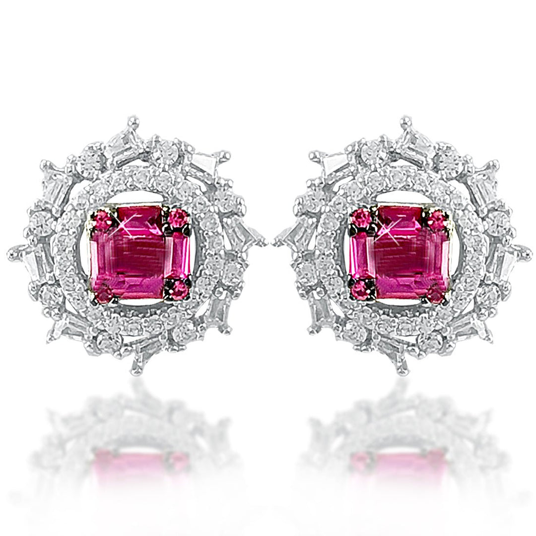 Taraash Sterling Silver Pink White Tapered Cut CZ Round Pendant For Women - Taraash