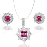 Taraash Sterling Silver Pink White Tapered Cut CZ Round Pendant For Women - Taraash