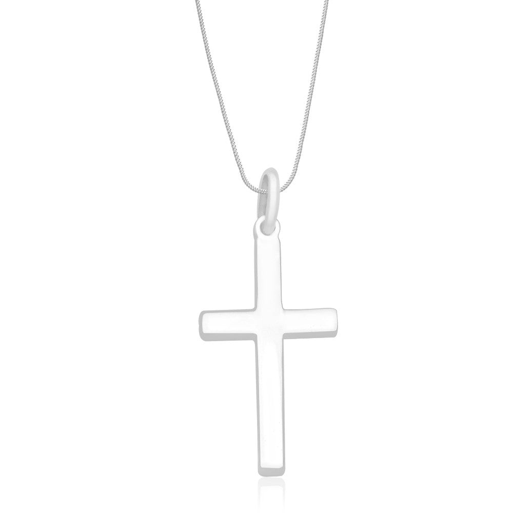 Taraash Sterling Silver Plain Cross Pendant With Chain For Unisex COMBO PDCH 109 - Taraash