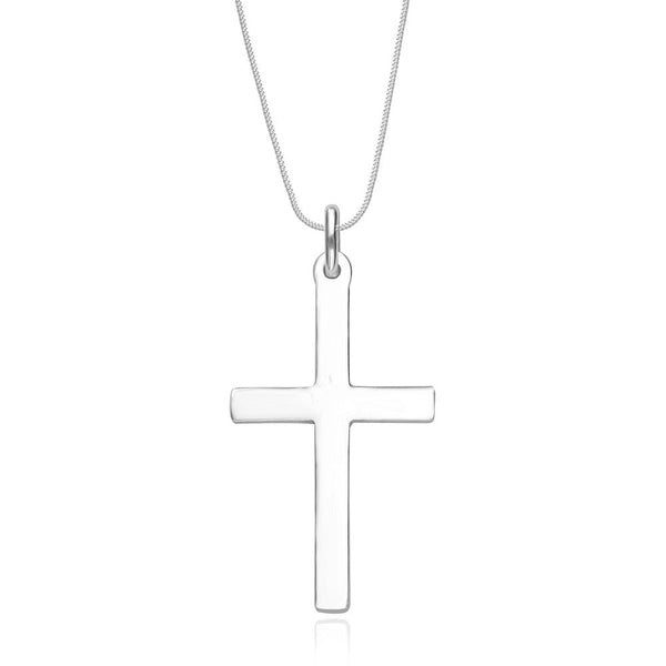 Taraash Sterling Silver Plain Cross Pendant With Chain For Unisex COMBO PDCH 113 - Taraash