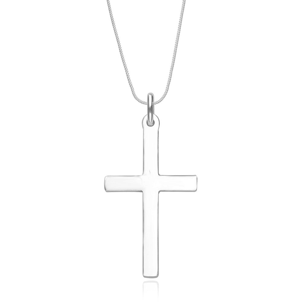 Taraash Sterling Silver Plain Cross Pendant With Chain For Unisex COMBO PDCH 113 - Taraash