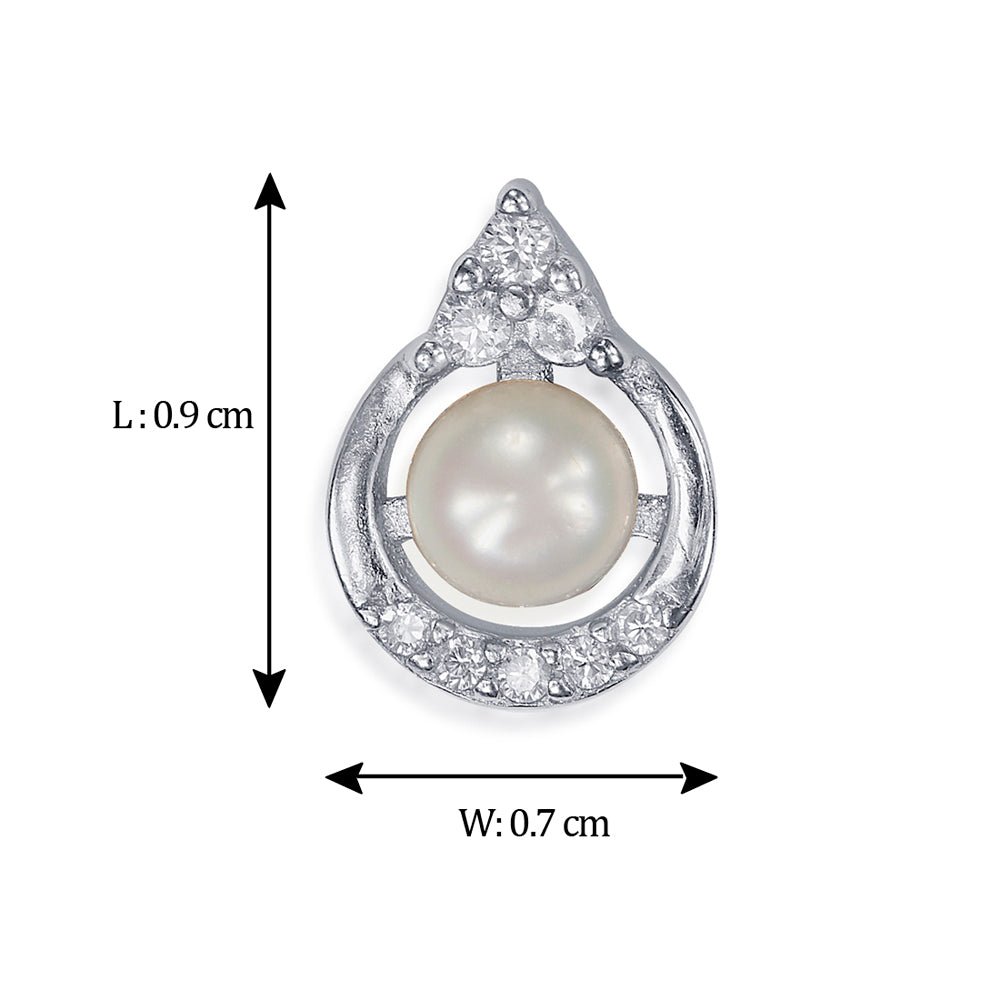 Taraash Sterling Silver Pretty Circle With Pearl Stud Earrings For Women / Girls CBER338I - 02 - Taraash