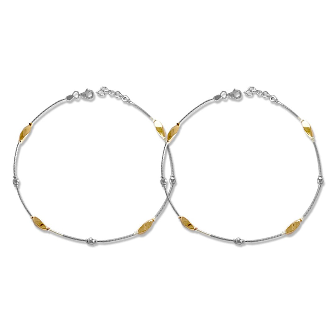 Taraash Sterling Silver Rose Gold Plated Beads Anklet For Women - Taraash