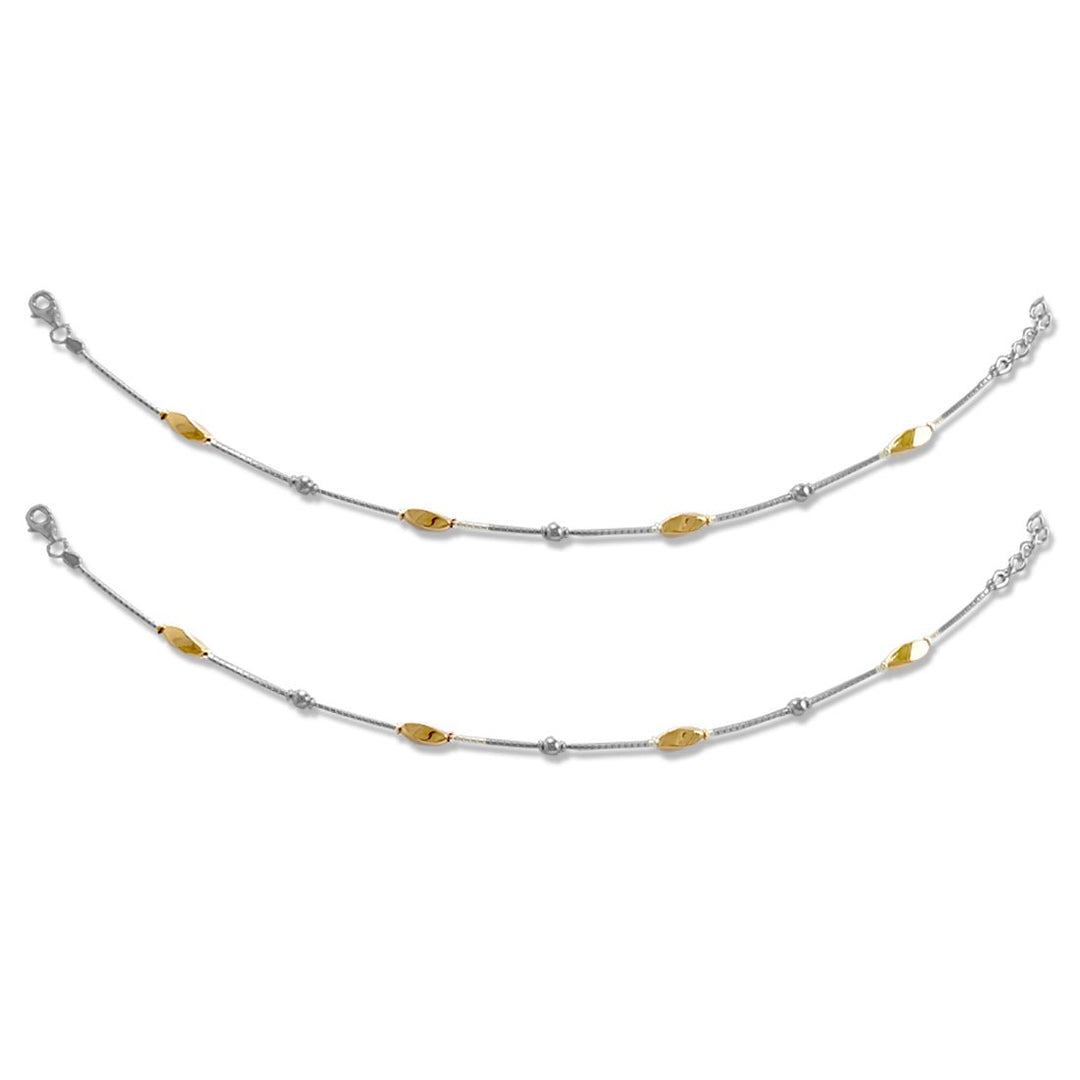 Taraash Sterling Silver Rose Gold Plated Beads Anklet For Women - Taraash