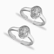 Taraash Sterling Silver Round CZ Design Toe Ring For Women - Taraash