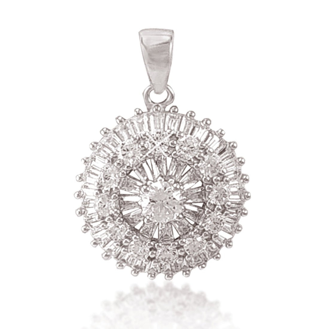 Taraash Sterling Silver Round Design White CZ Pendant Set For Women - Taraash