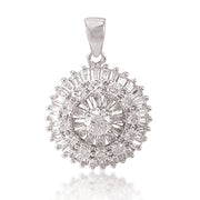 Taraash Sterling Silver Round Design White CZ Pendant Set For Women - Taraash