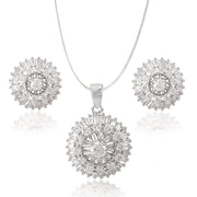 Taraash Sterling Silver Round Design White CZ Pendant Set For Women - Taraash