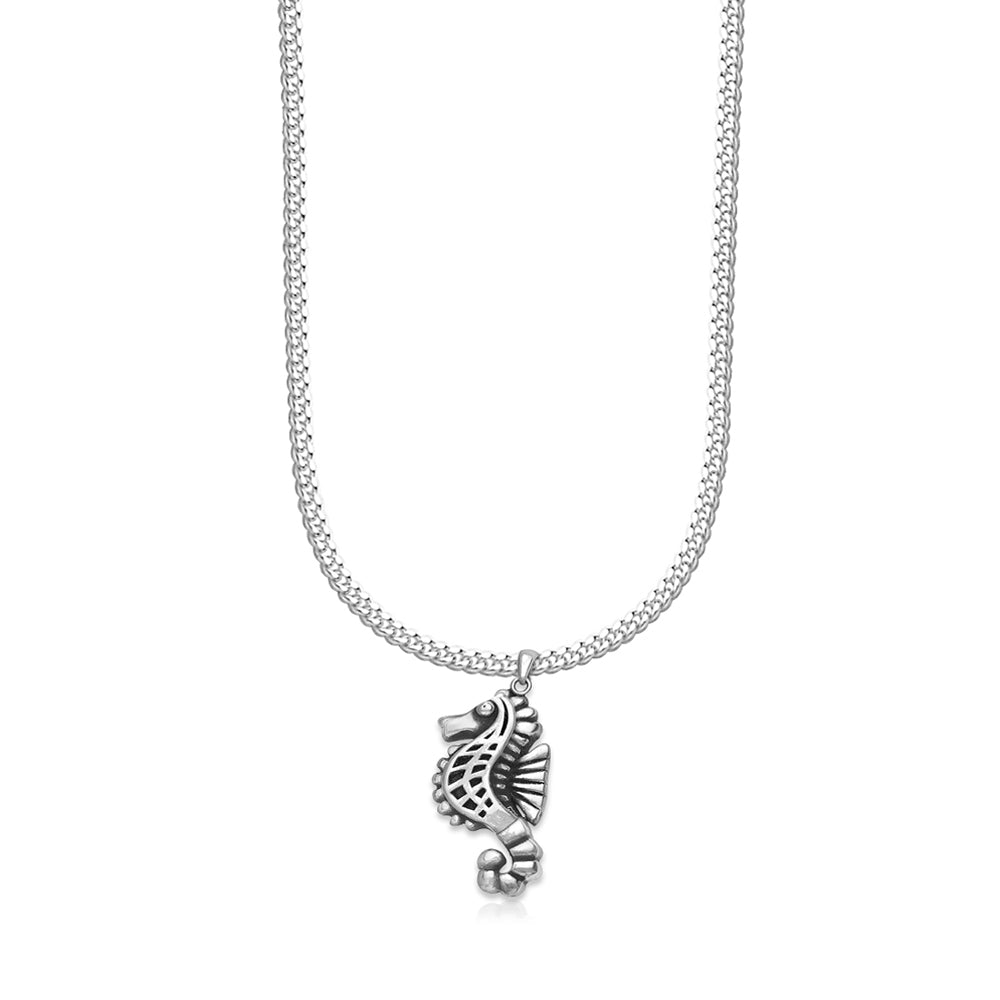 Taraash Sterling Silver Seahorse Pendant With Chain For Men COMBO PDCH 154 - Taraash