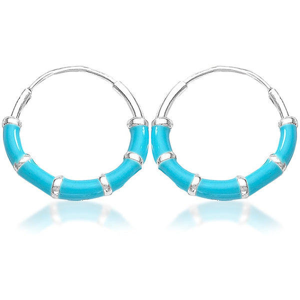 Taraash Sterling Silver Sky Blue Enamel Hoop Earring For Women - Taraash