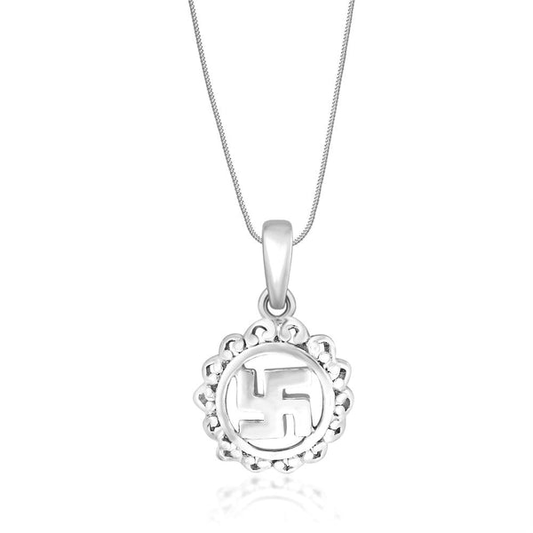 Taraash Sterling Silver Swastik Pendant With Chain For Unisex COMBO PDCH 104 - Taraash