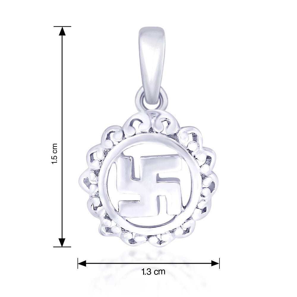 Taraash Sterling Silver Swastik Pendant With Chain For Unisex COMBO PDCH 104 - Taraash