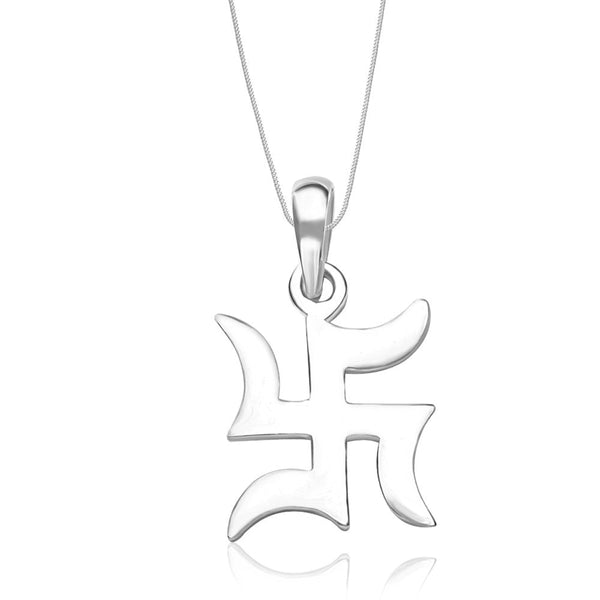 Taraash Sterling Silver Traditional Swastik Pendant With Chain For Unisex COMBO PDCH 79 - Taraash