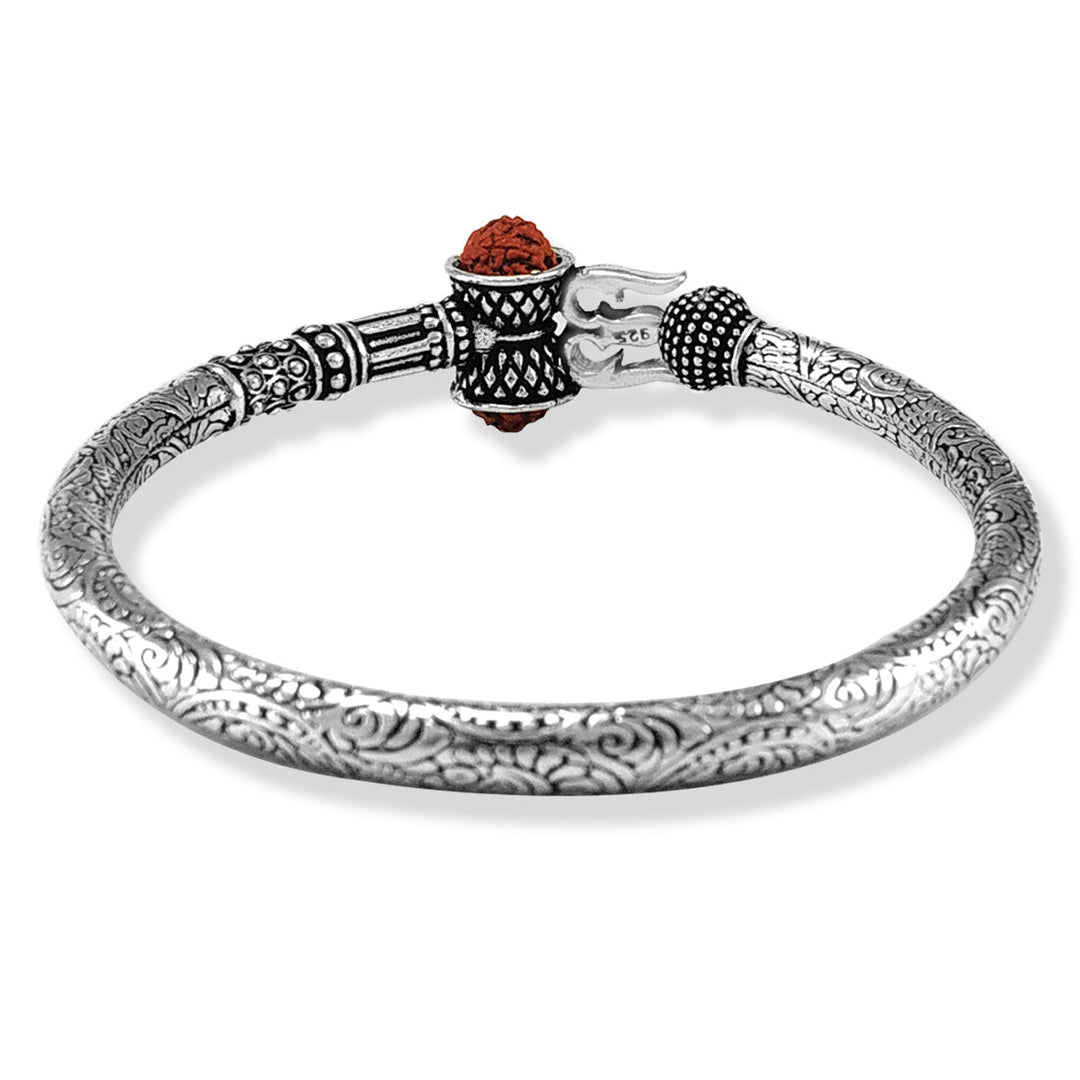 Taraash Sterling Silver Trishul Rudraksha Kada For Men - Taraash