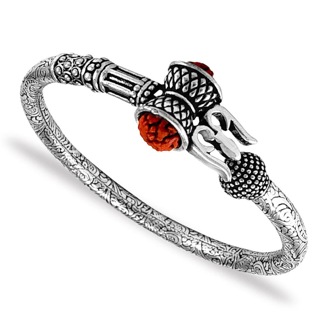 Taraash Sterling Silver Trishul Rudraksha Kada For Men - Taraash