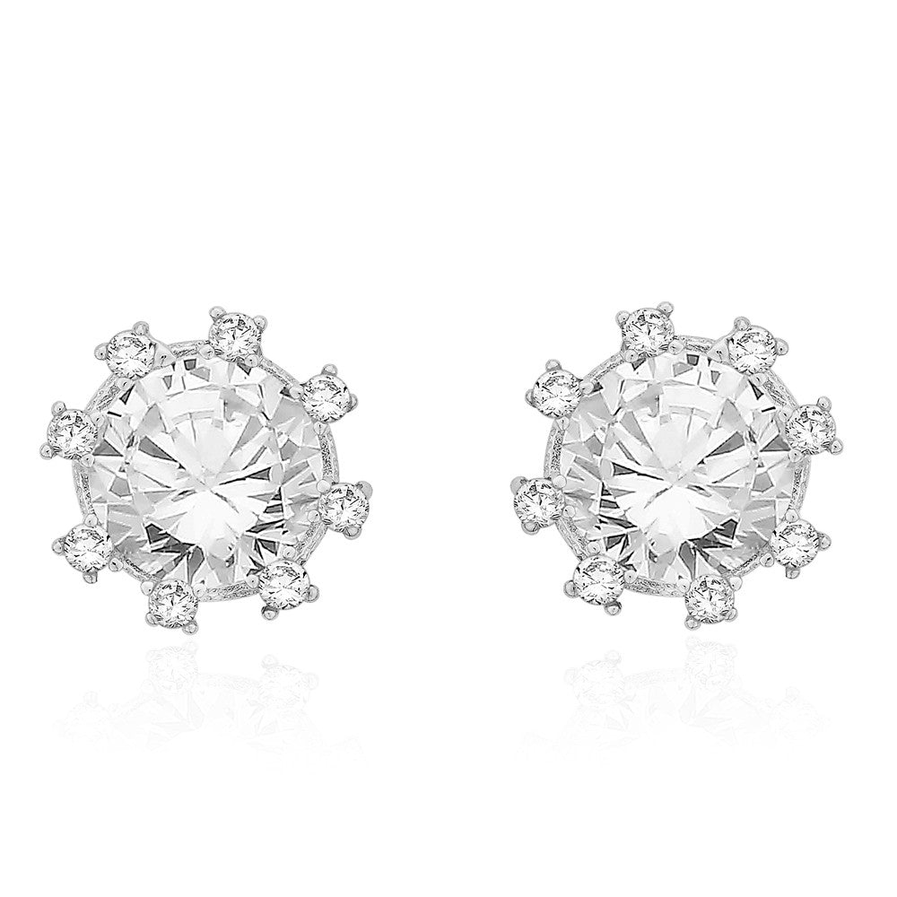 Taraash Sterling Silver White Cz Circle Shape Earrings For Women EMR4012V - Taraash