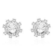 Taraash Sterling Silver White Cz Circle Shape Earrings For Women EMR4012V - Taraash