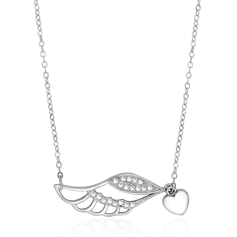 Taraash Sterling Silver White CZ Heart shape Neckchain For Women NK1521R - Taraash