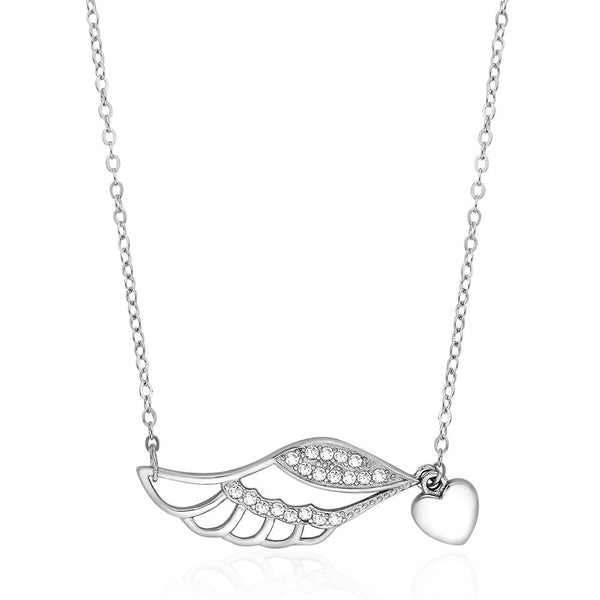 Taraash Sterling Silver White CZ Heart shape Neckchain For Women NK1521R - Taraash