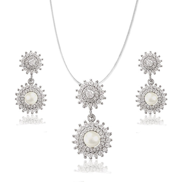 Taraash Sterling Silver White Pearl and CZ Pendant For Women - Taraash