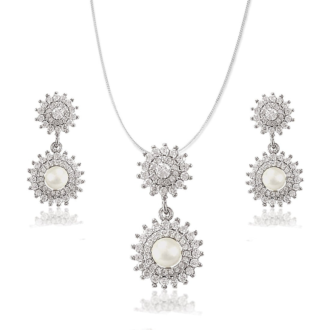 Taraash Sterling Silver White Pearl and CZ Pendant For Women - Taraash