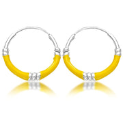 Taraash Sterling Silver Yellow Enamel Hoop Earring For Women - Taraash